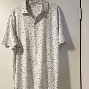 Peter Millar White Polo with Blue Micro Floral Print